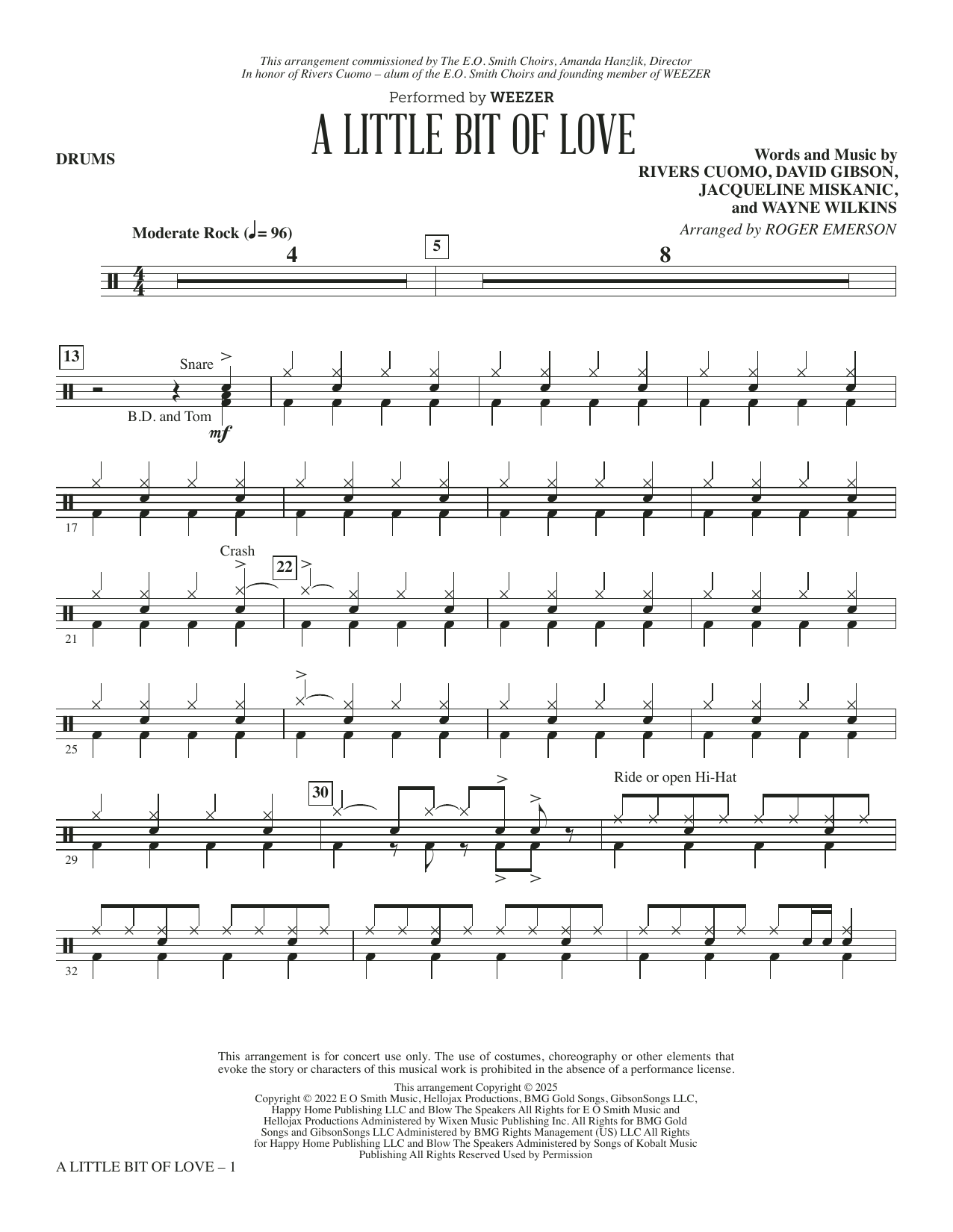 A Little Bit Of Love (arr. Roger Emerson) - Drums