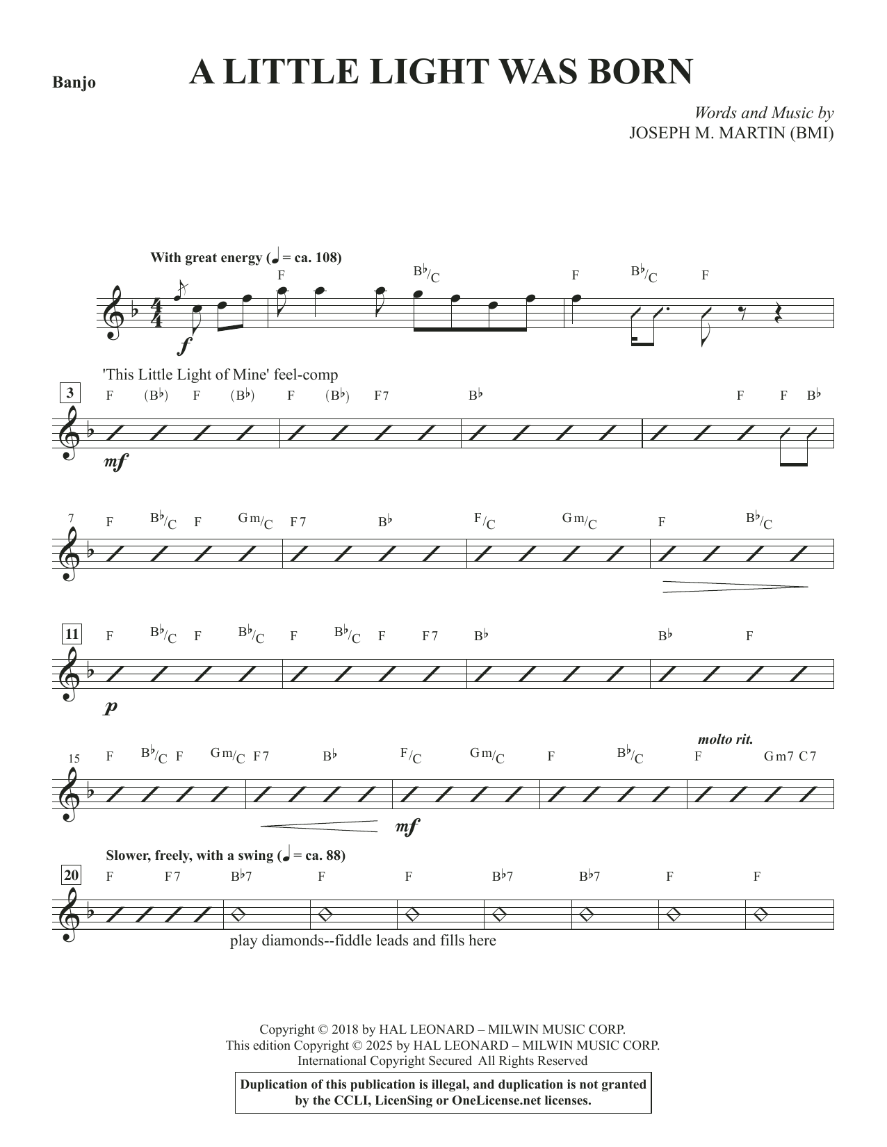 A Little Light Was Born (Consort) - Banjo