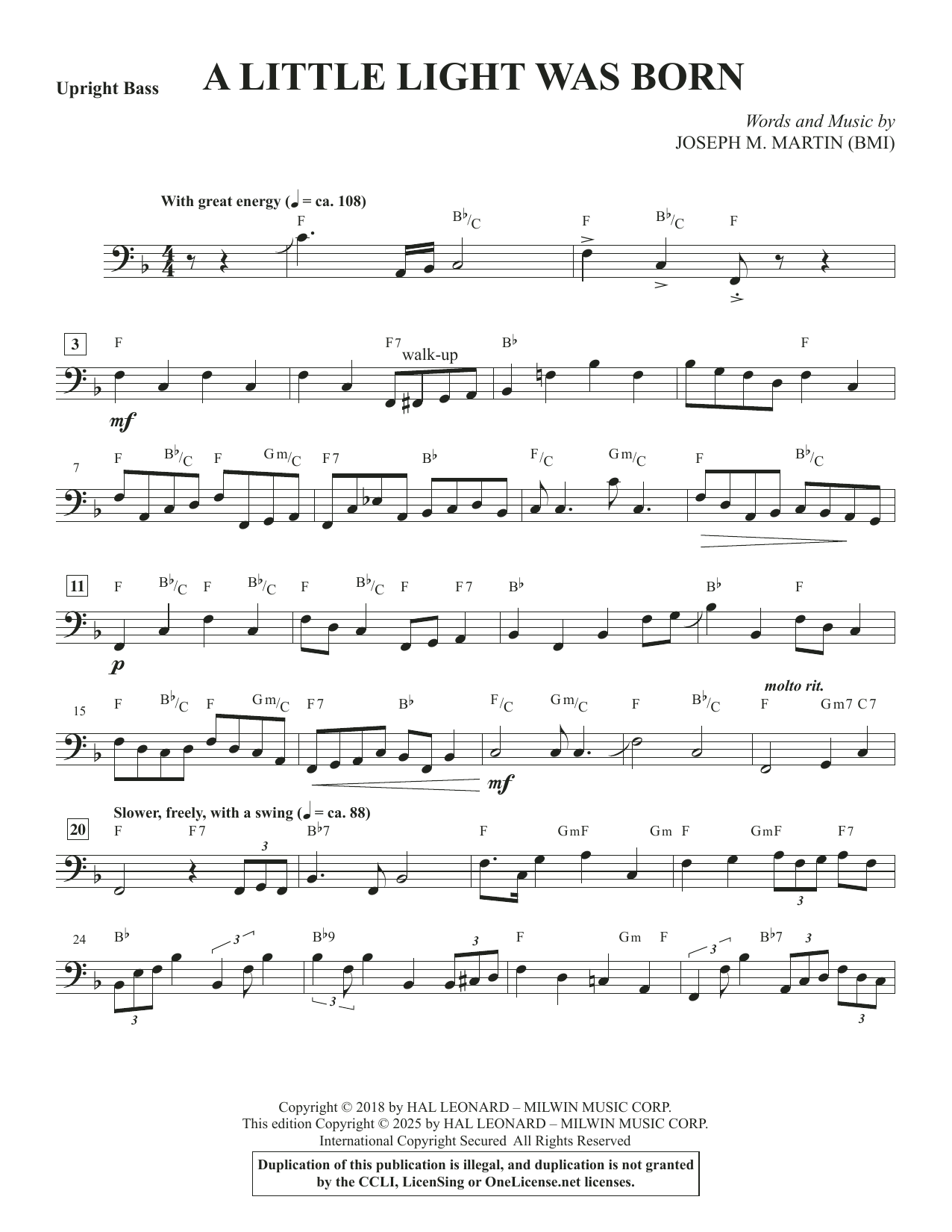 A Little Light Was Born (Consort) - Upright Bass