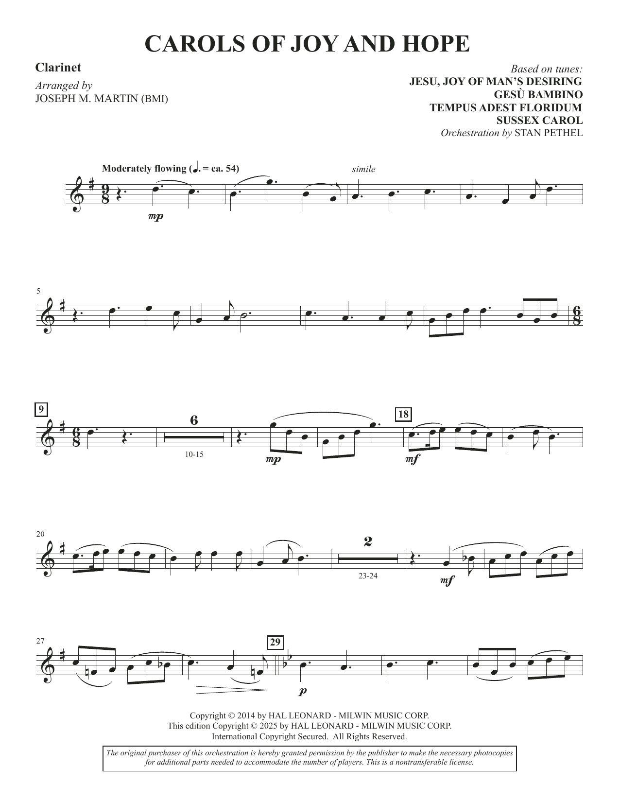 Carols Of Joy And Hope - Clarinet