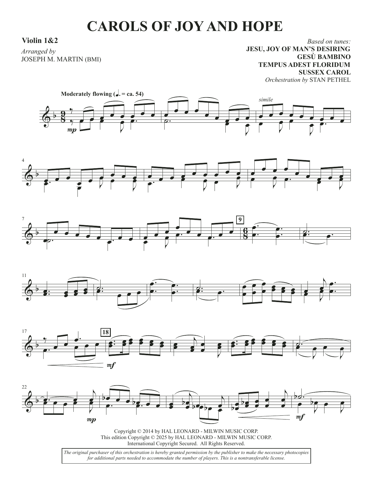 Carols Of Joy And Hope - Violin 1 & 2