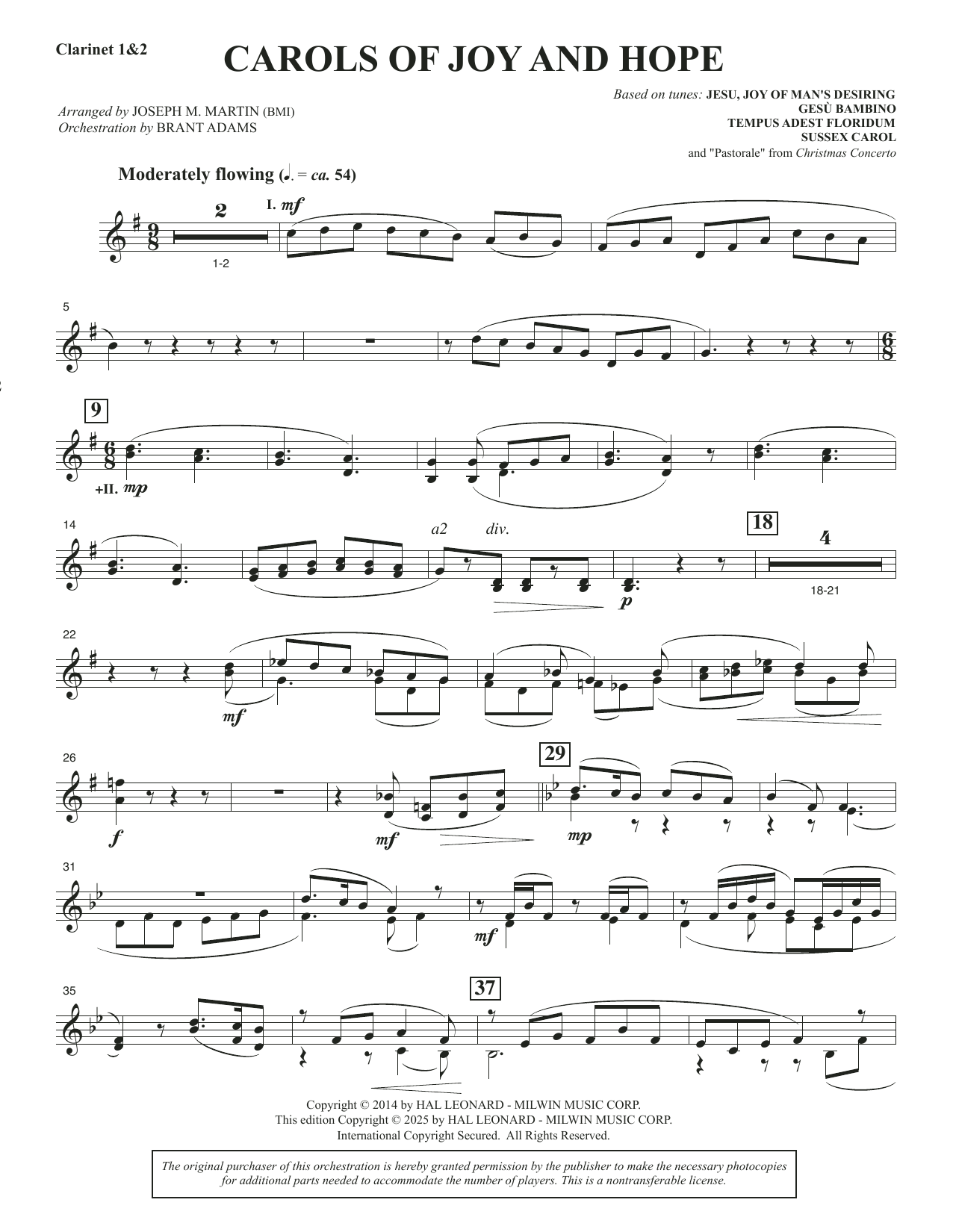 Carols Of Joy And Hope - Clarinet 1 & 2