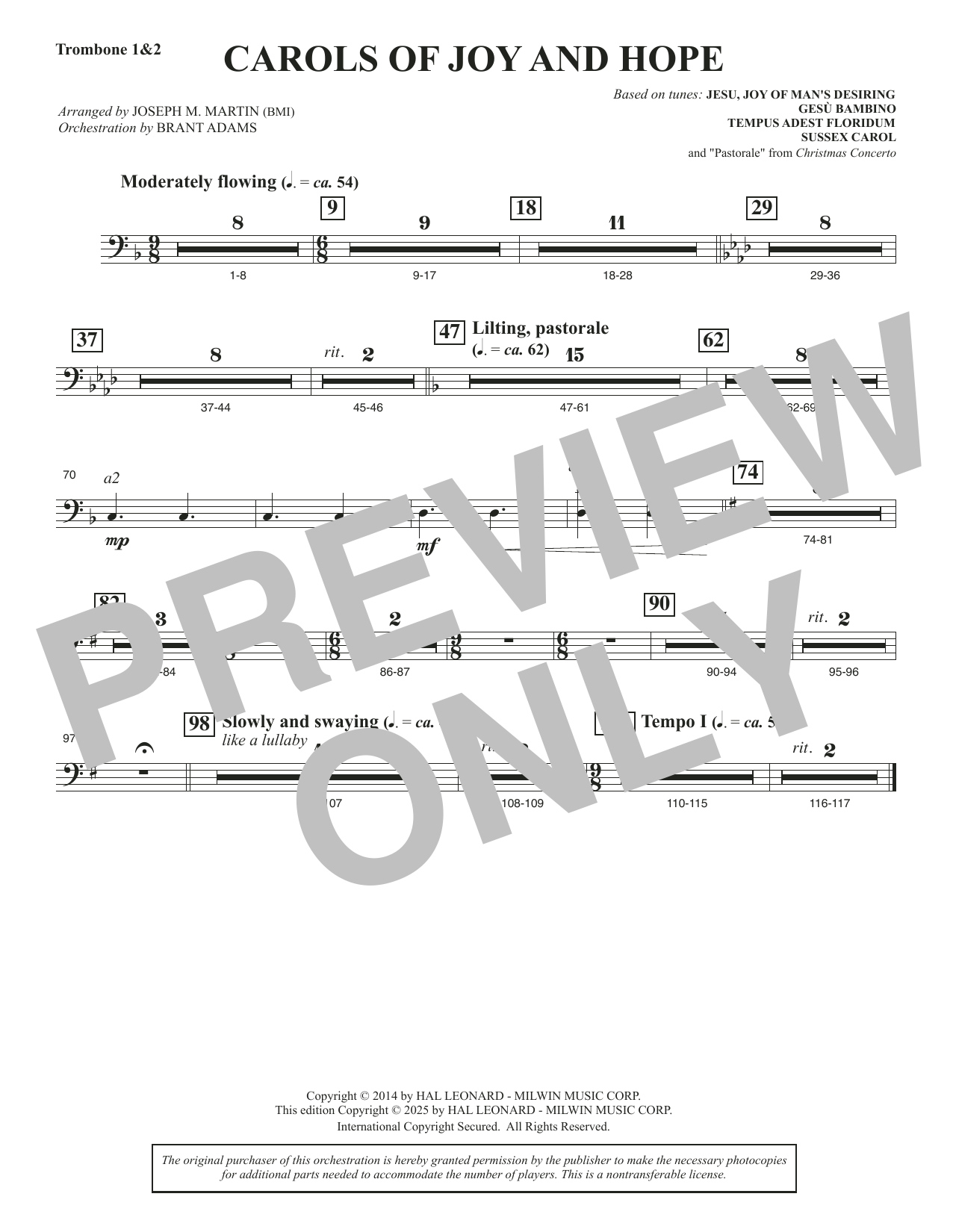 Carols Of Joy And Hope - Trombone 1 & 2