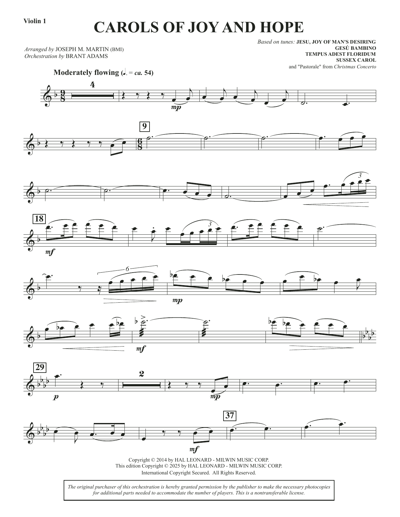 Carols Of Joy And Hope - Violin 1