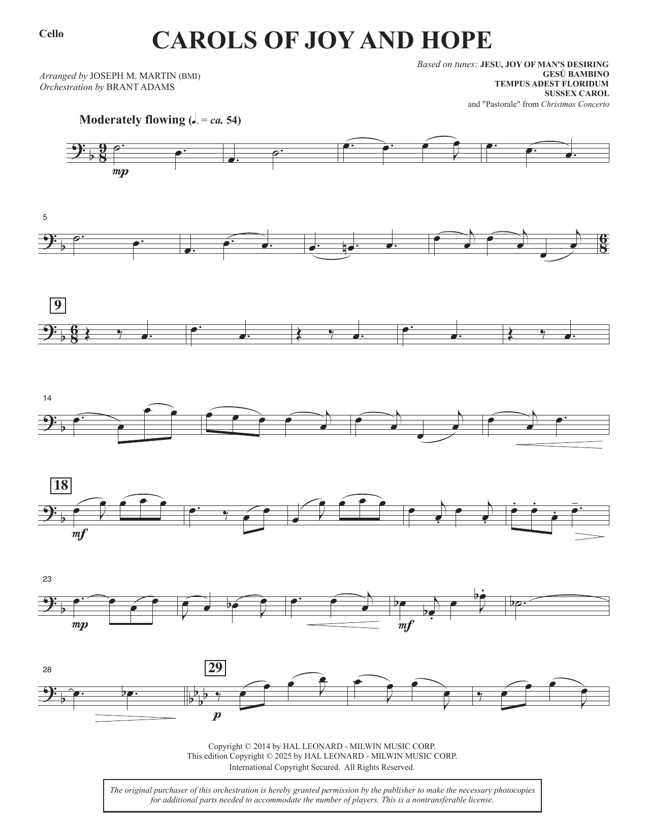 Carols Of Joy And Hope - Cello