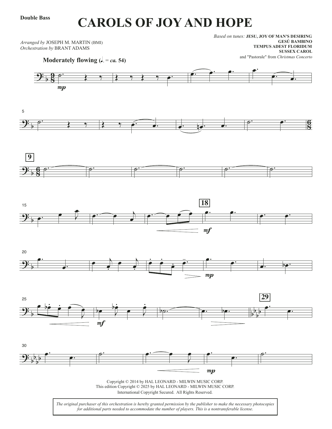 Carols Of Joy And Hope - Double Bass