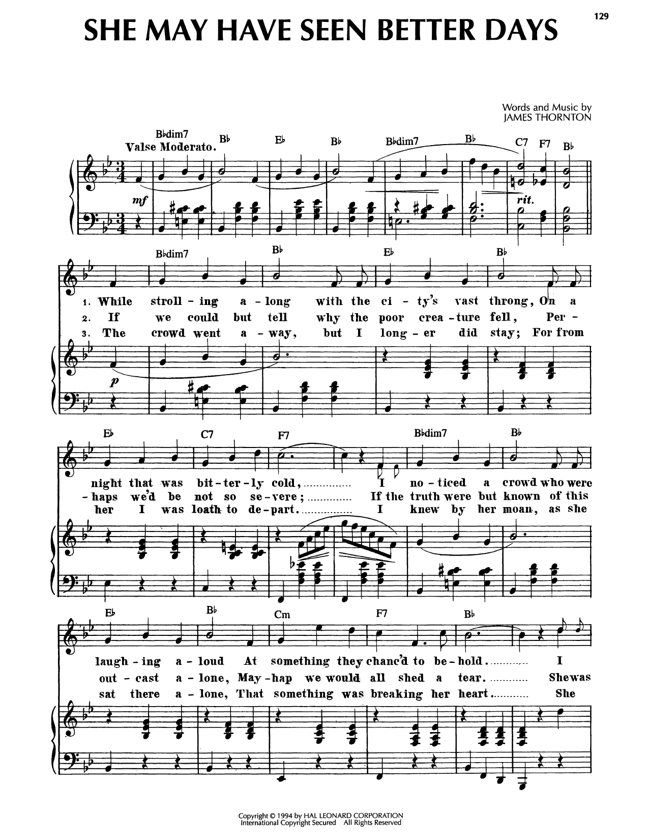 She May Have Seen Better Days: Piano/Vocal/Guitar Sheet