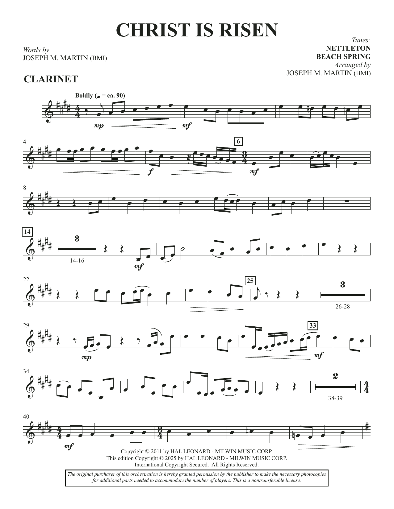 Christ Is Risen (from The Song Everlasting) - Clarinet