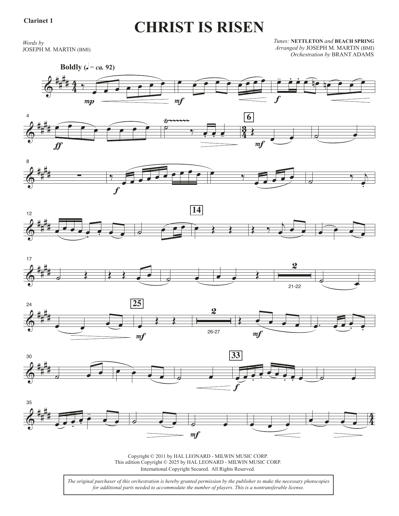 Christ Is Risen (from The Song Everlasting) - Clarinet 1