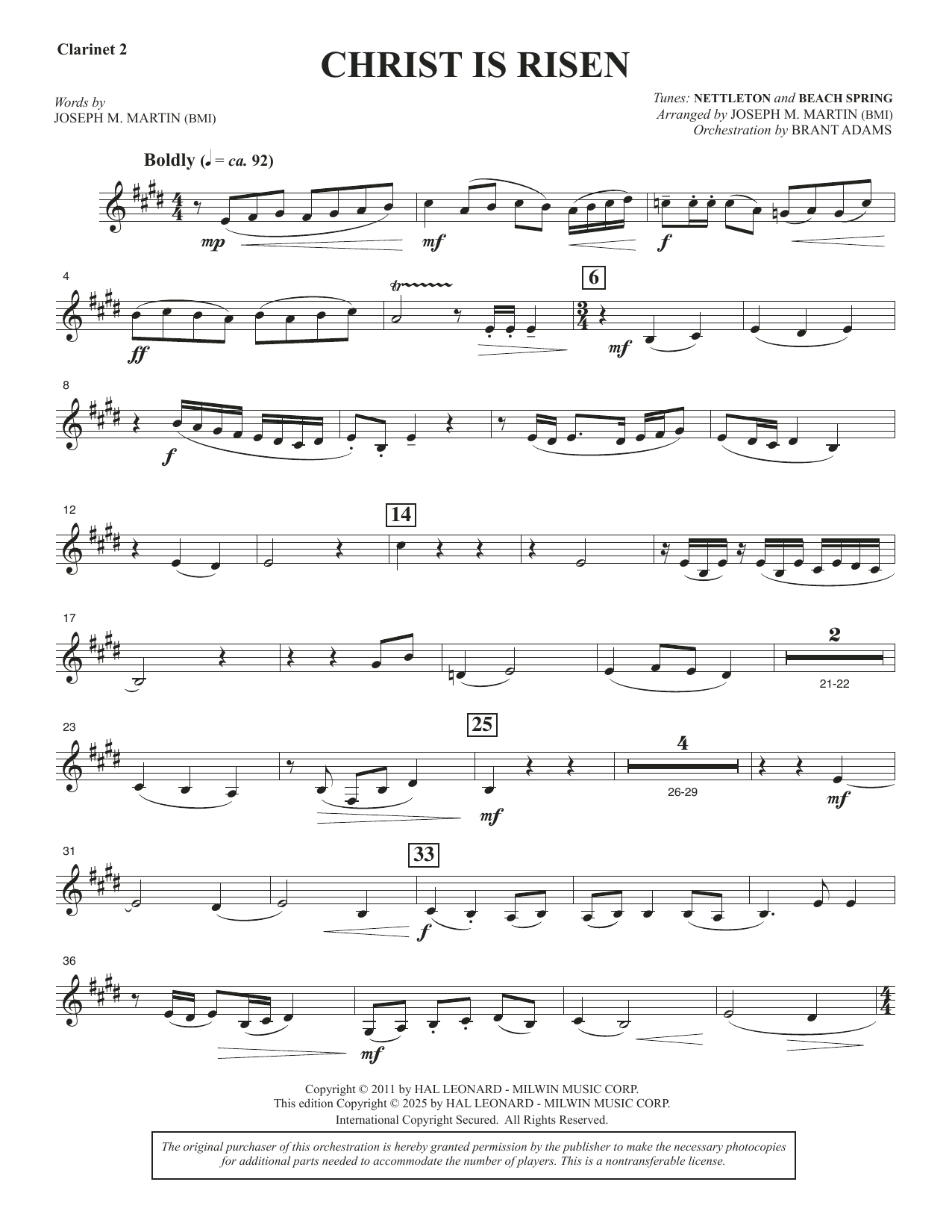 Christ Is Risen (from The Song Everlasting) - Clarinet 2