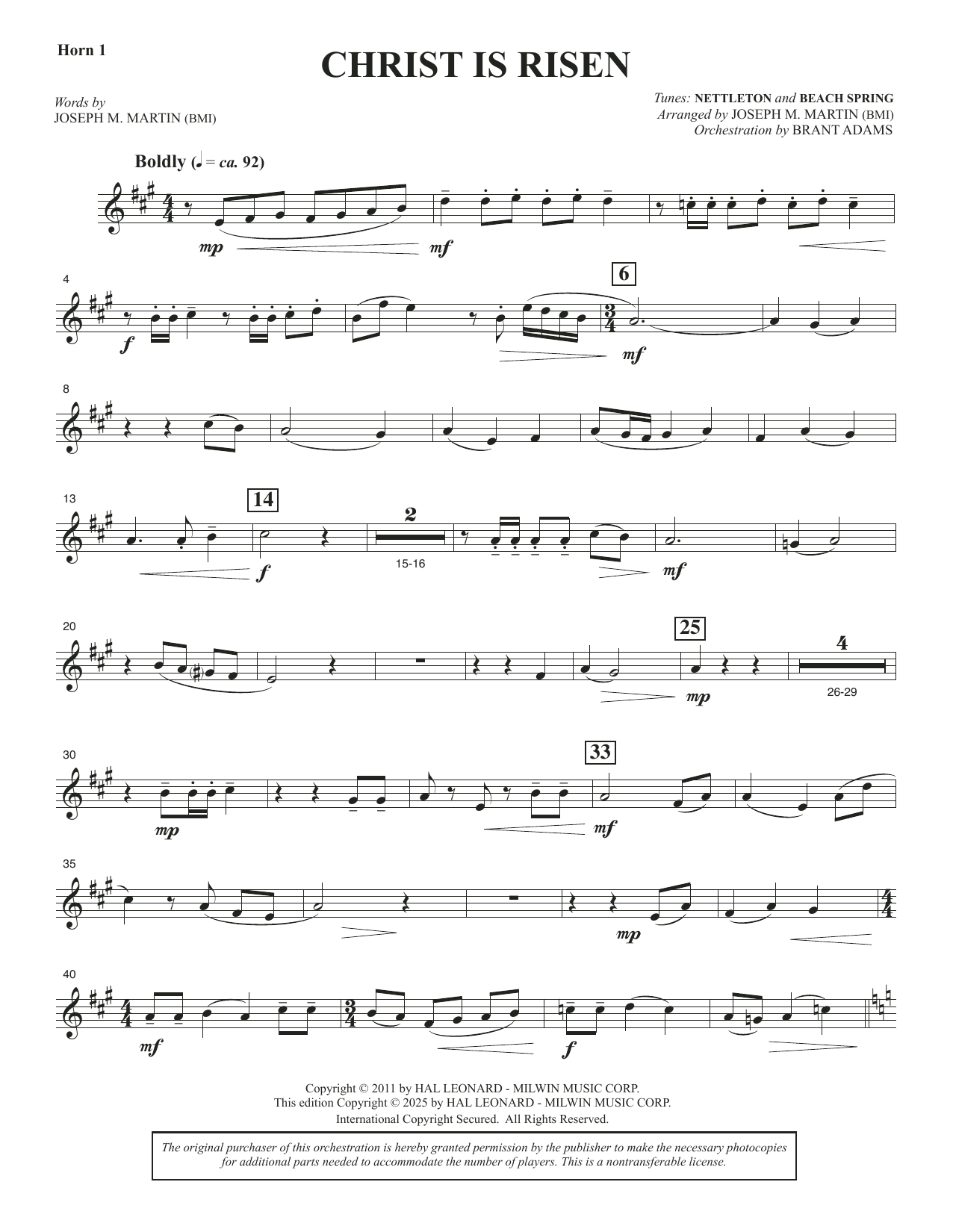 Christ Is Risen (from The Song Everlasting) - Horn 1