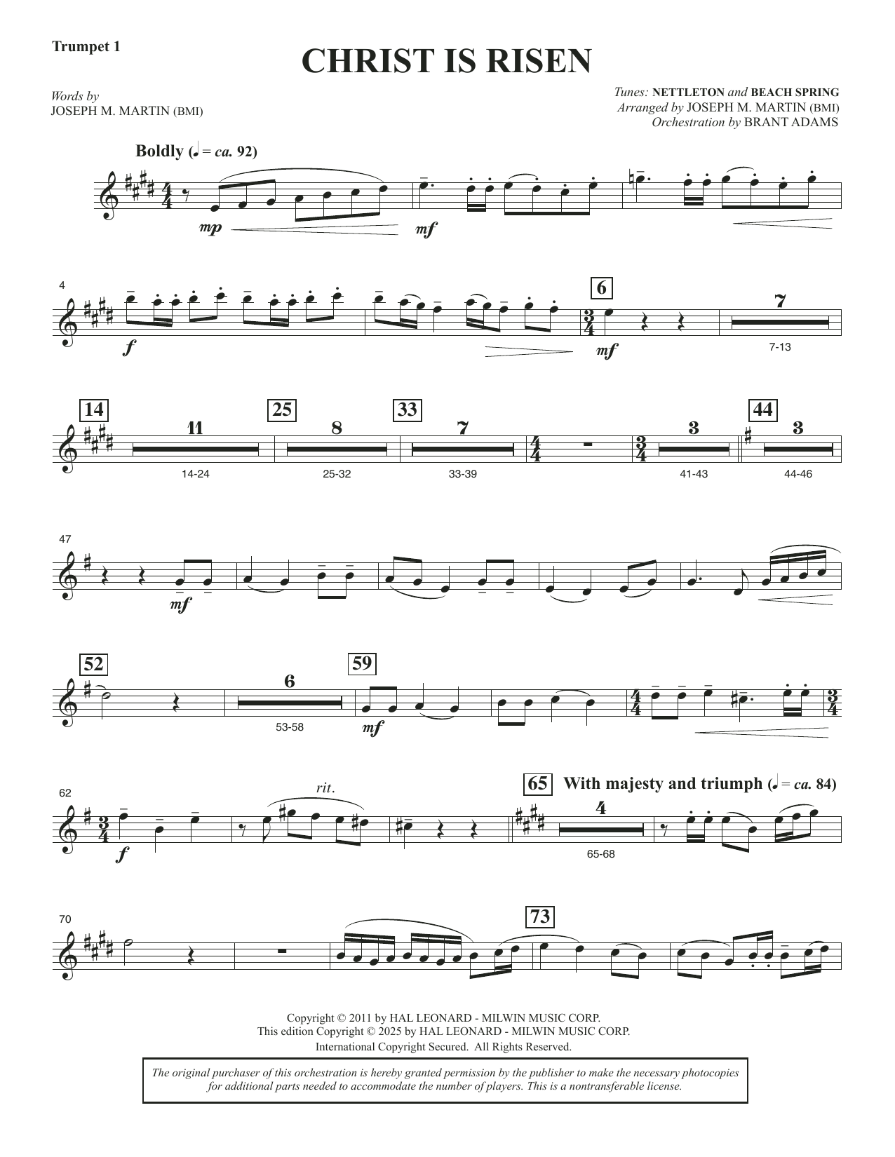 Christ Is Risen (from The Song Everlasting) - Trumpet 1