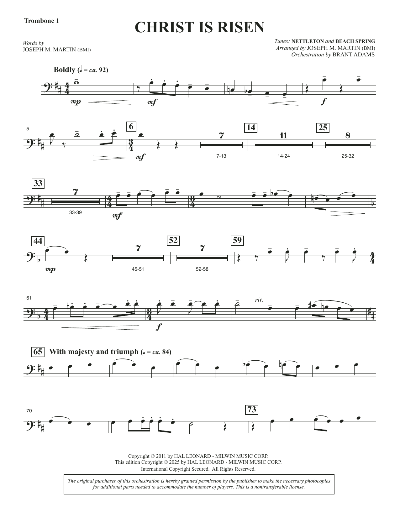 Christ Is Risen (from The Song Everlasting) - Trombone 1