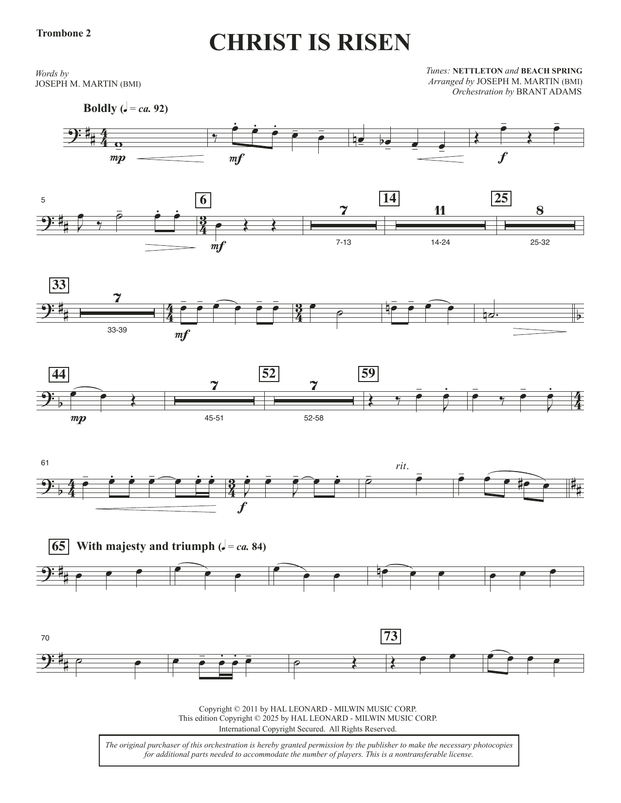 Christ Is Risen (from The Song Everlasting) - Trombone 2