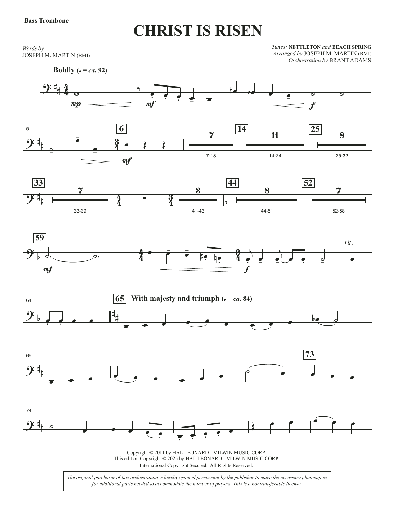 Christ Is Risen (from The Song Everlasting) - Bass Trombone