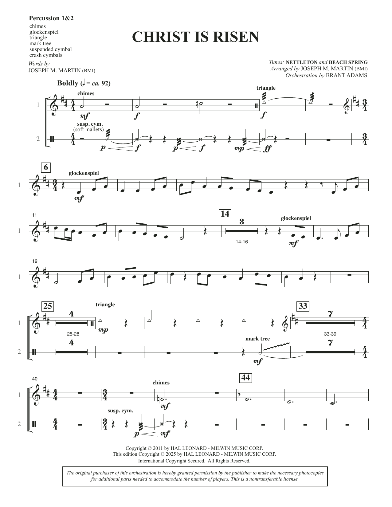 Christ Is Risen (from The Song Everlasting) - Percussion 1 & 2