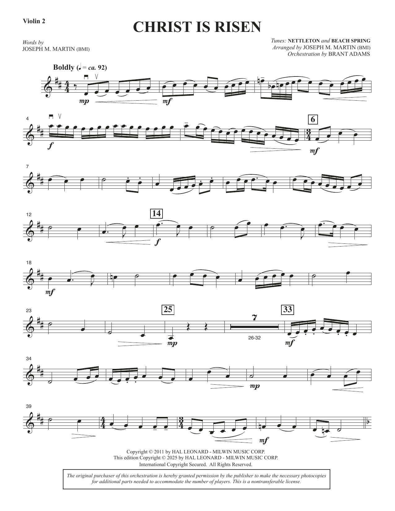 Christ Is Risen (from The Song Everlasting) - Violin 2