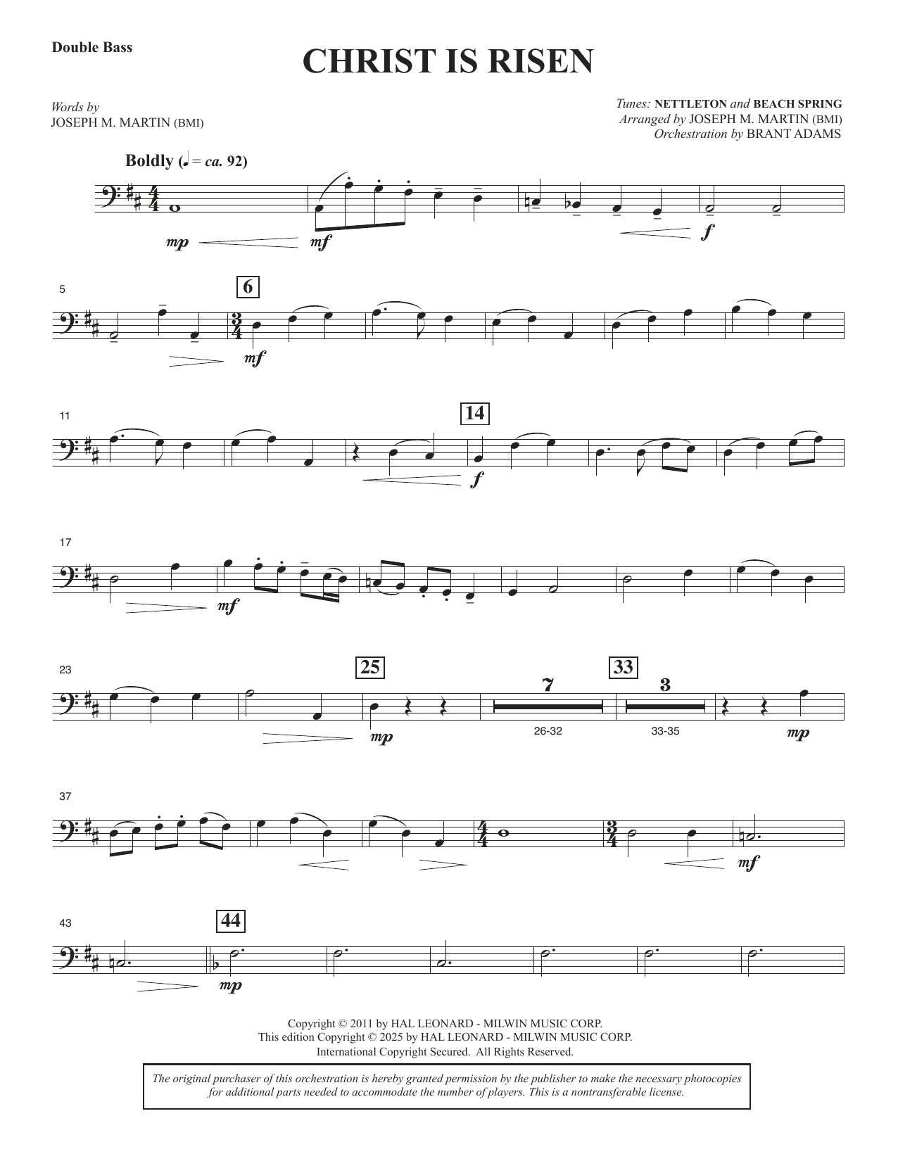 Christ Is Risen (from The Song Everlasting) - Double Bass