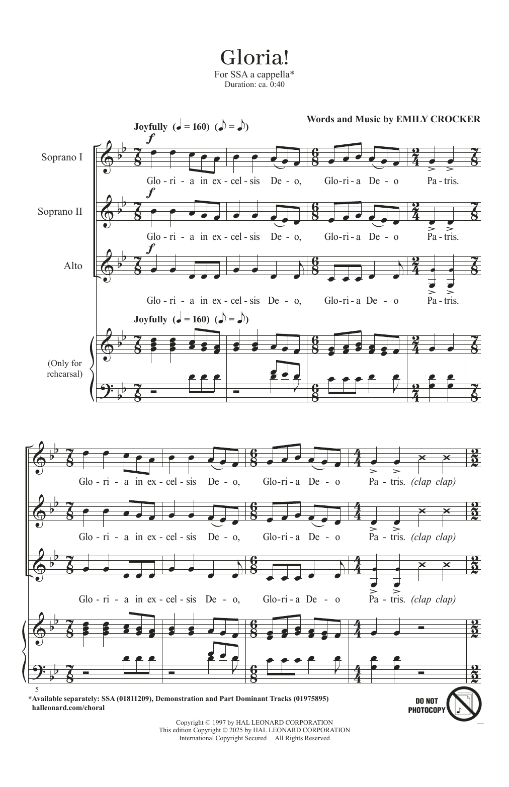 A Cappella Songs For SSA Chorus
