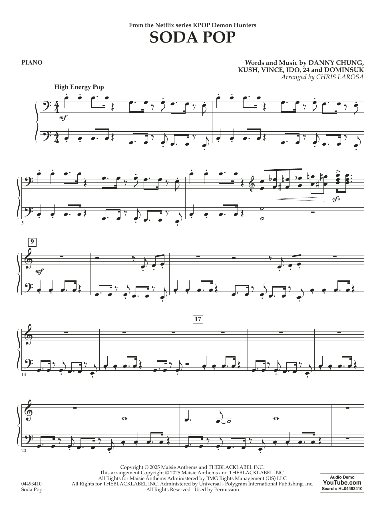 Soda Pop (from KPop Demon Hunters) (arr. Chris Larosa) - Piano