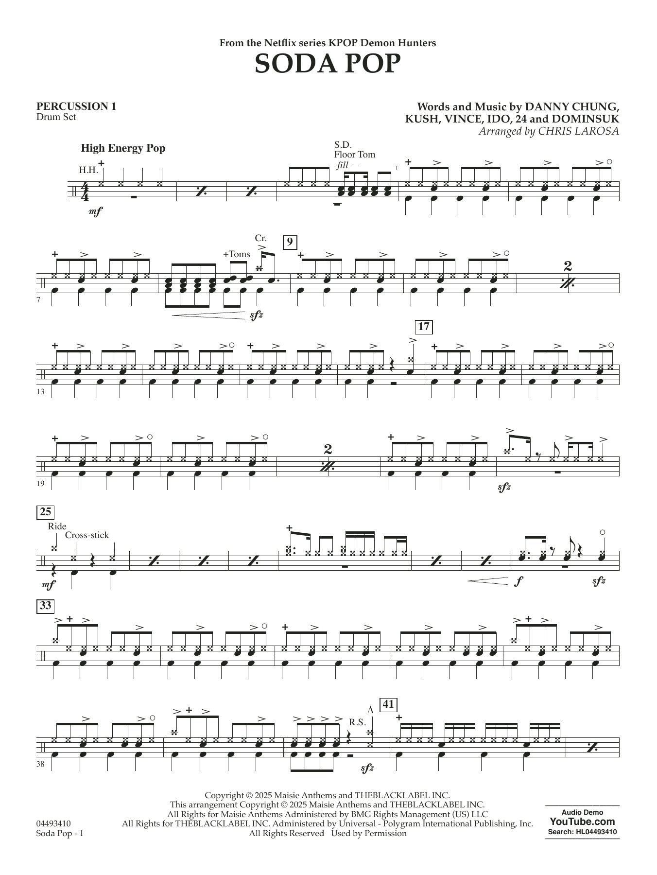 Soda Pop (from KPop Demon Hunters) (arr. Chris Larosa) - Percussion 1
