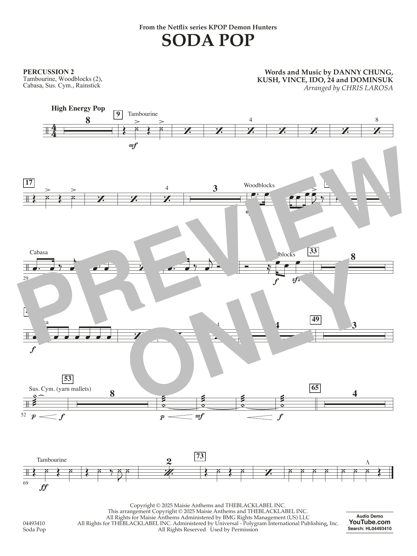 Soda Pop (from KPop Demon Hunters) (arr. Chris Larosa) - Percussion 2