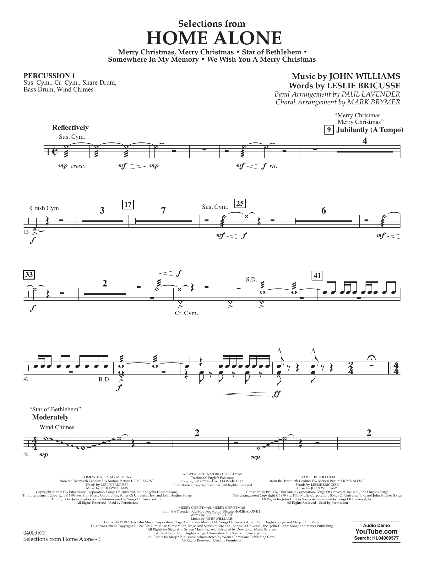 Selections from Home Alone (arr. Paul Lavender) - Percussion 1