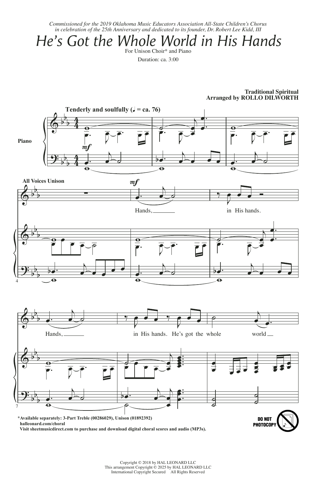 He's Got The Whole World In His Hands (arr. Rollo Dilworth)