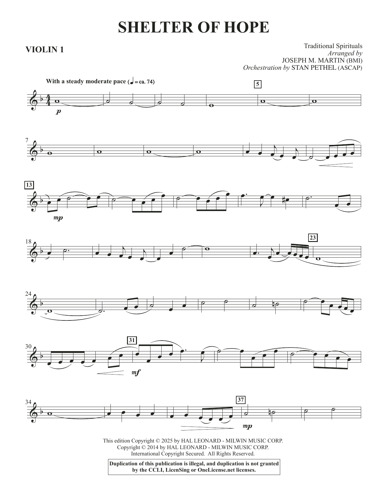 Shelter Of Hope - Violin 1