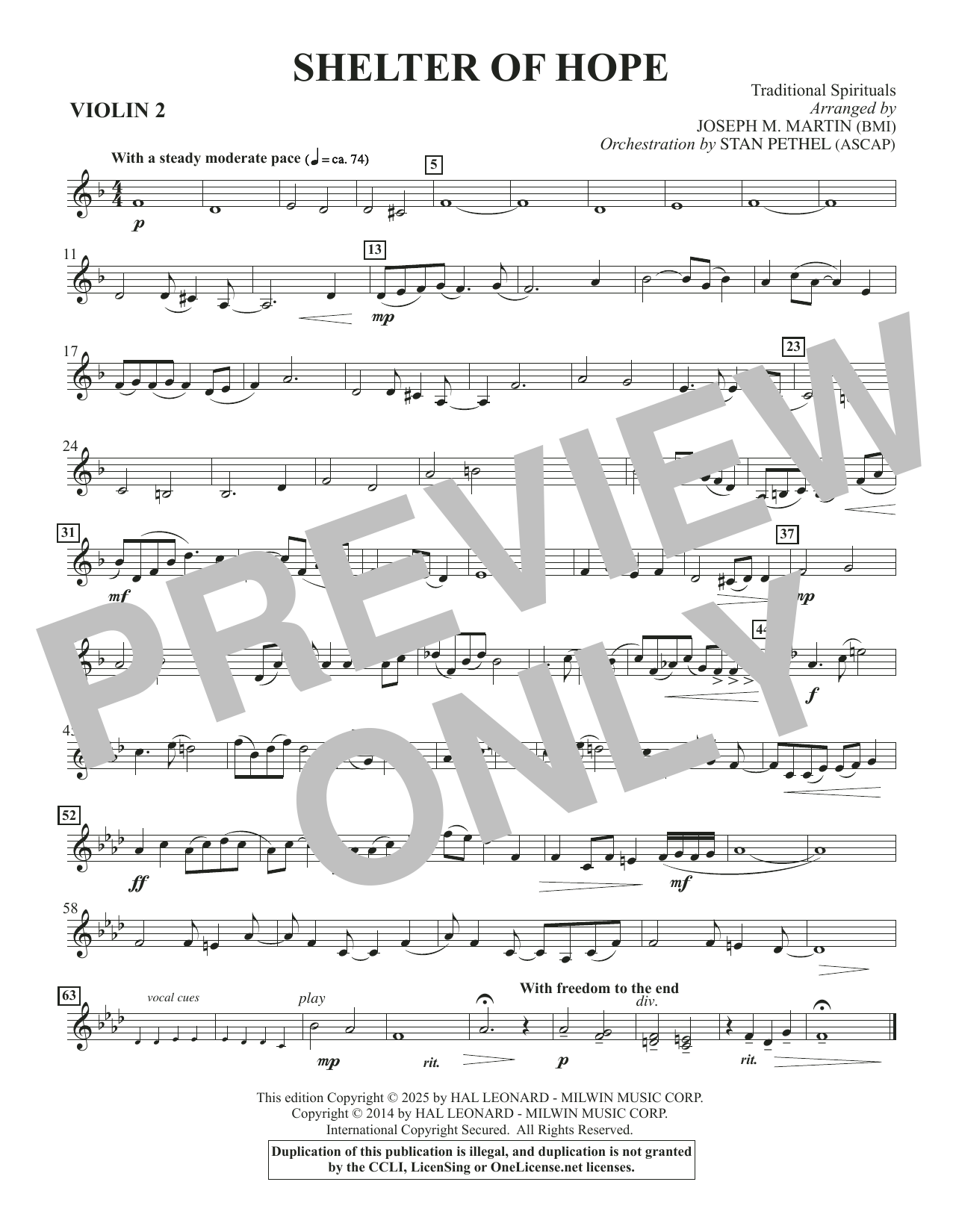 Shelter Of Hope - Violin 2