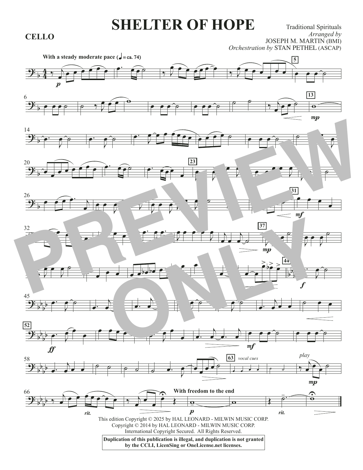 Shelter Of Hope - Cello