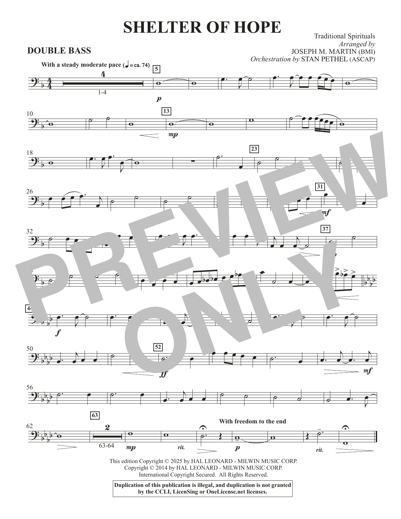 Shelter Of Hope - Double Bass