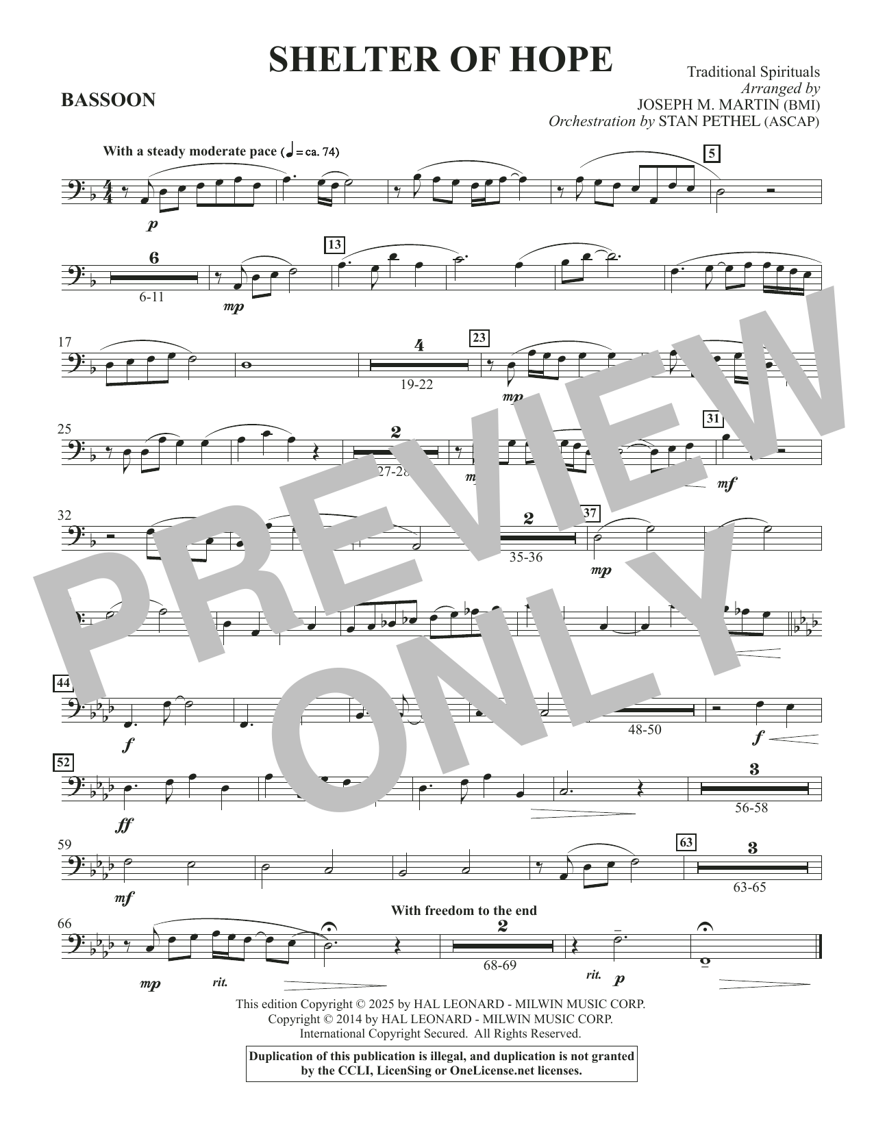 Shelter Of Hope - Bassoon