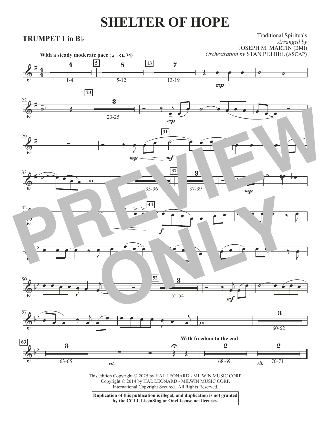 Shelter Of Hope - Bb Trumpet 1