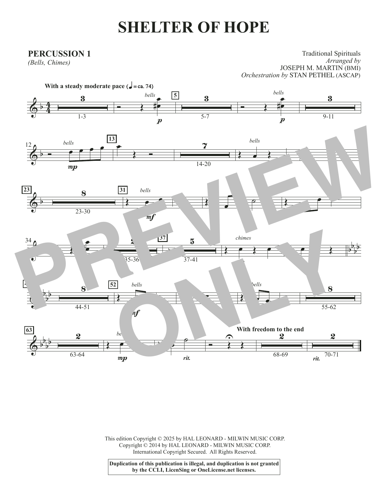 Shelter Of Hope - Percussion 1