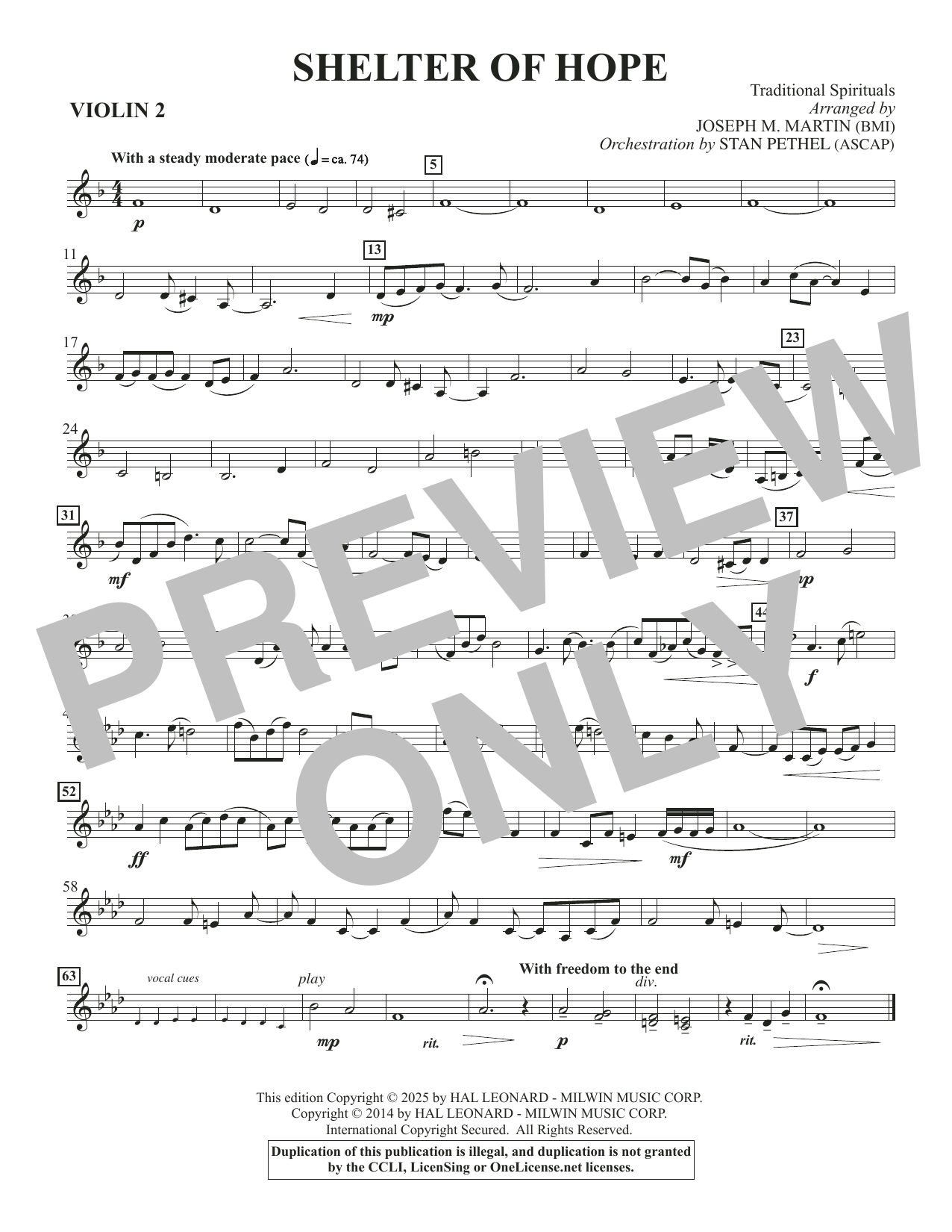 Shelter Of Hope - Violin 2