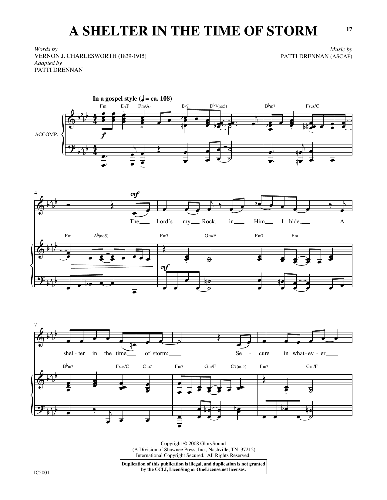 A Shelter In The Time Of Storm: Piano Vocal