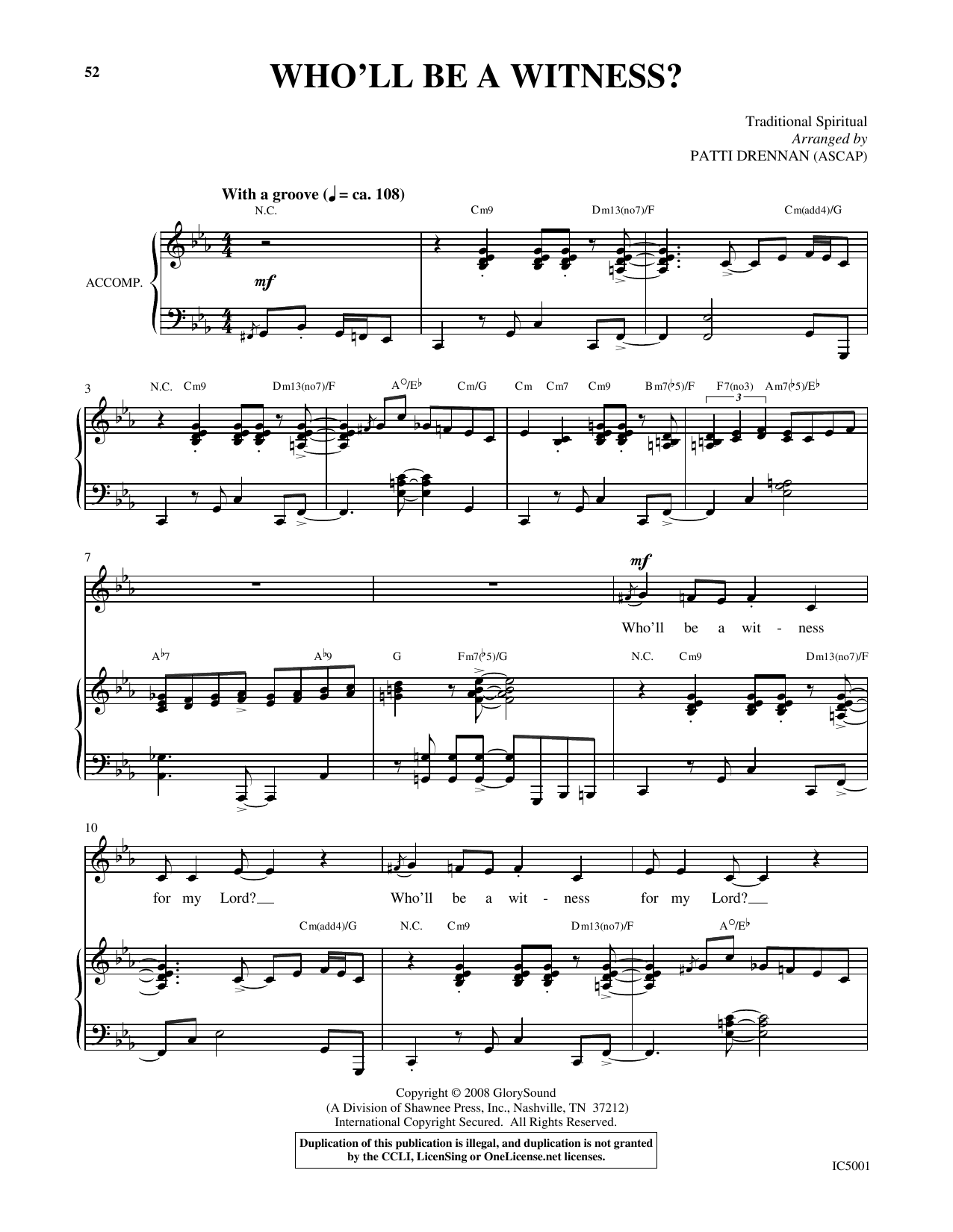 Who'll Be A Witness?: Piano Vocal