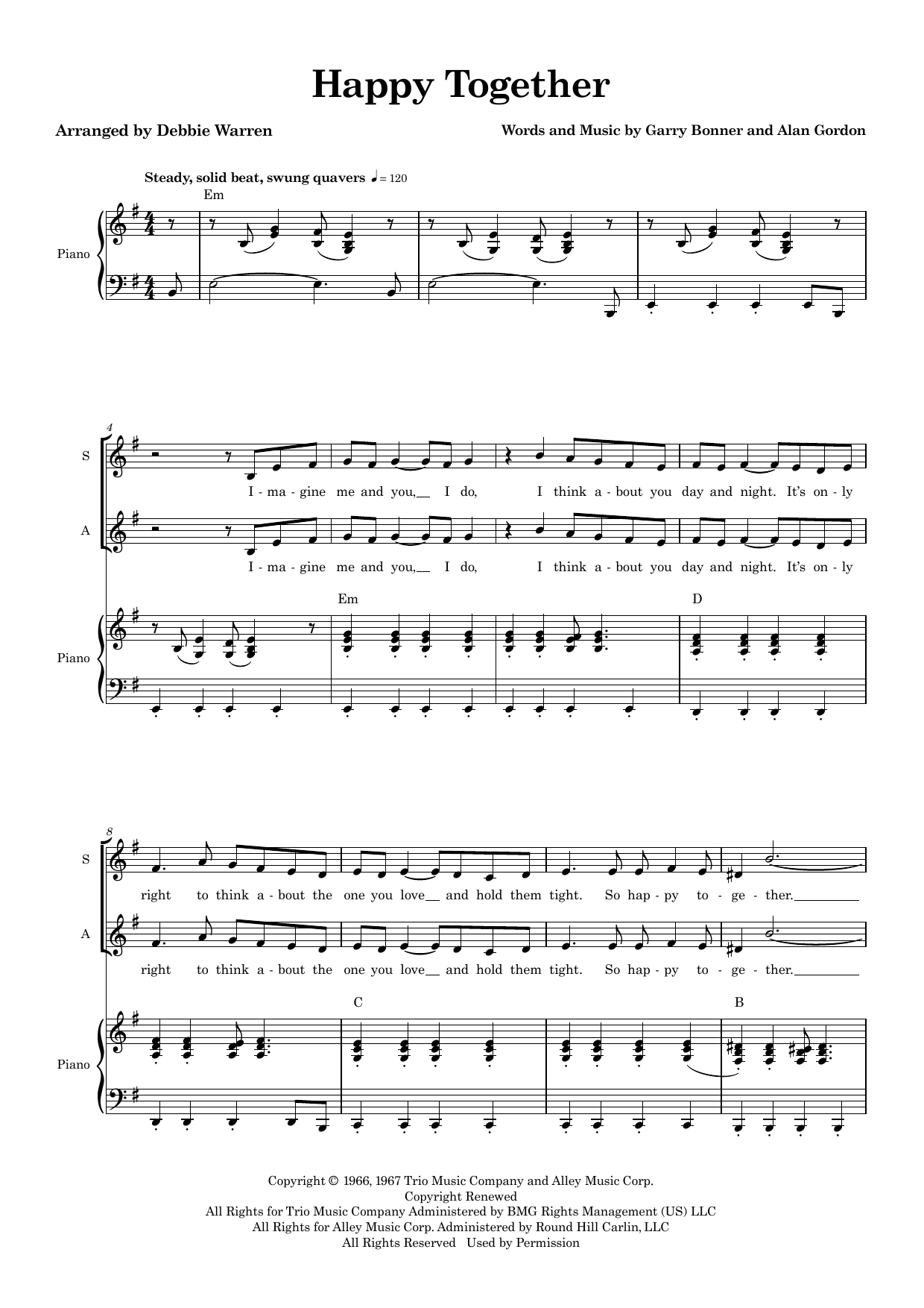 Happy Together (arr. Debbie Warren) - Full Score: Choral Instrumental Pak