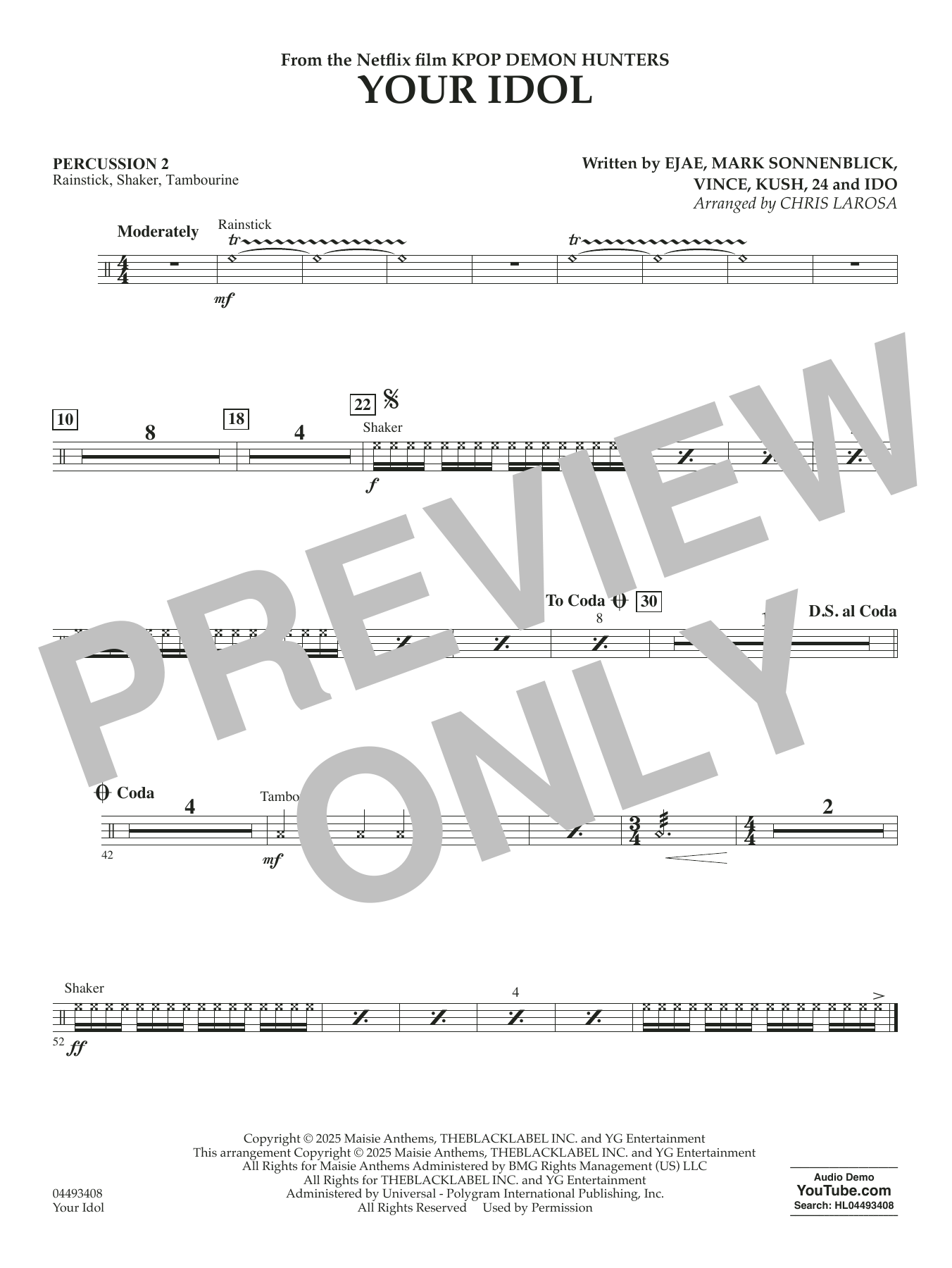 Your Idol (from KPop Demon Hunters) (arr. Chris Larosa) - Percussion 2