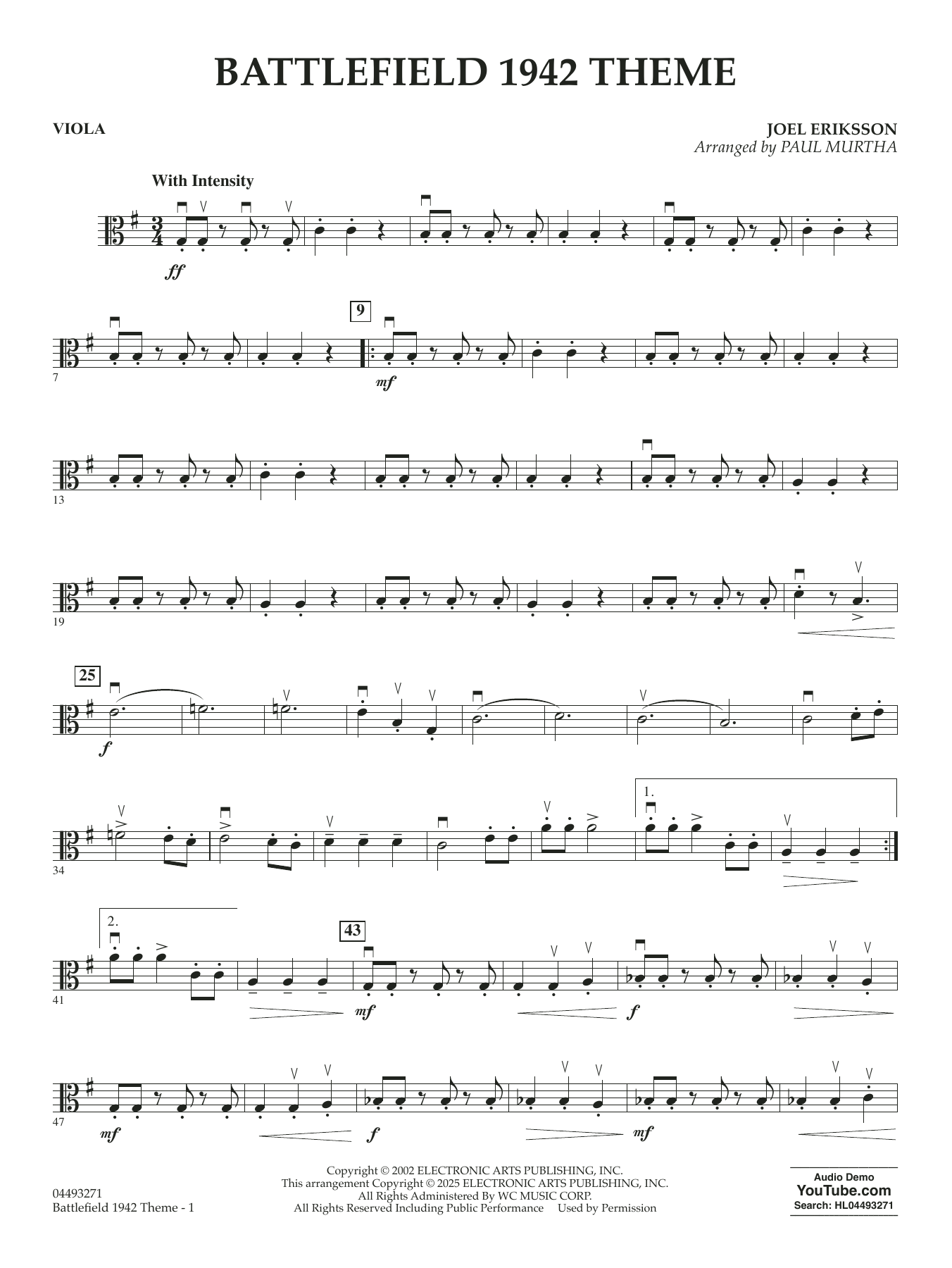 Battlefield 1942 Main Theme (arr. Paul Murtha) - Viola