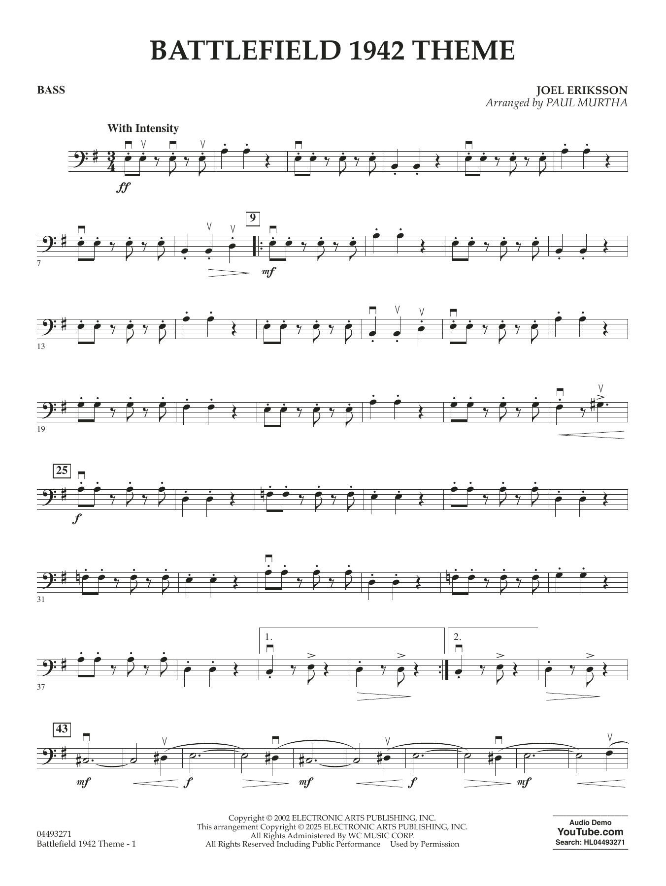 Battlefield 1942 Main Theme (arr. Paul Murtha) - Bass