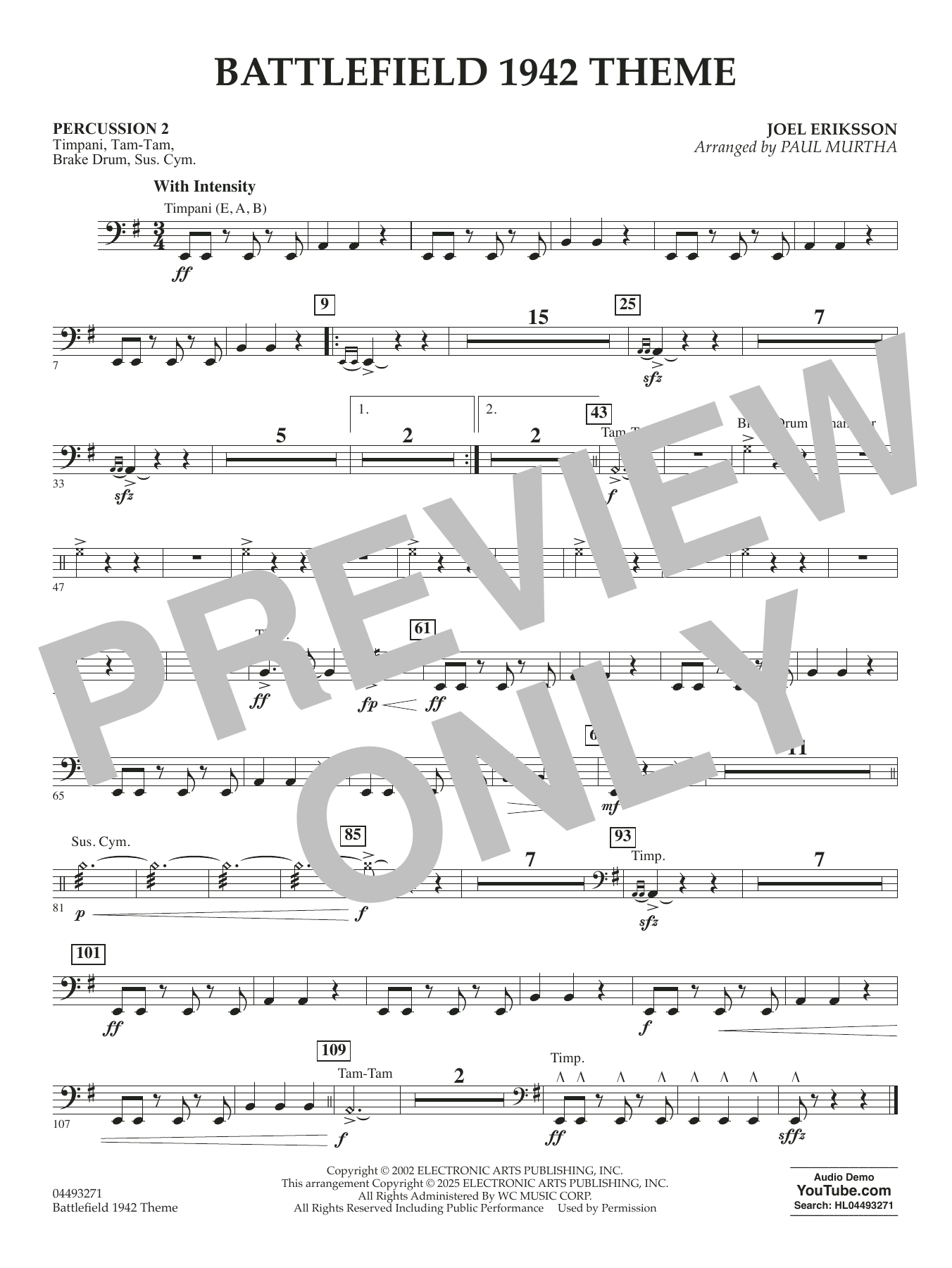 Battlefield 1942 Main Theme (arr. Paul Murtha) - Percussion 2