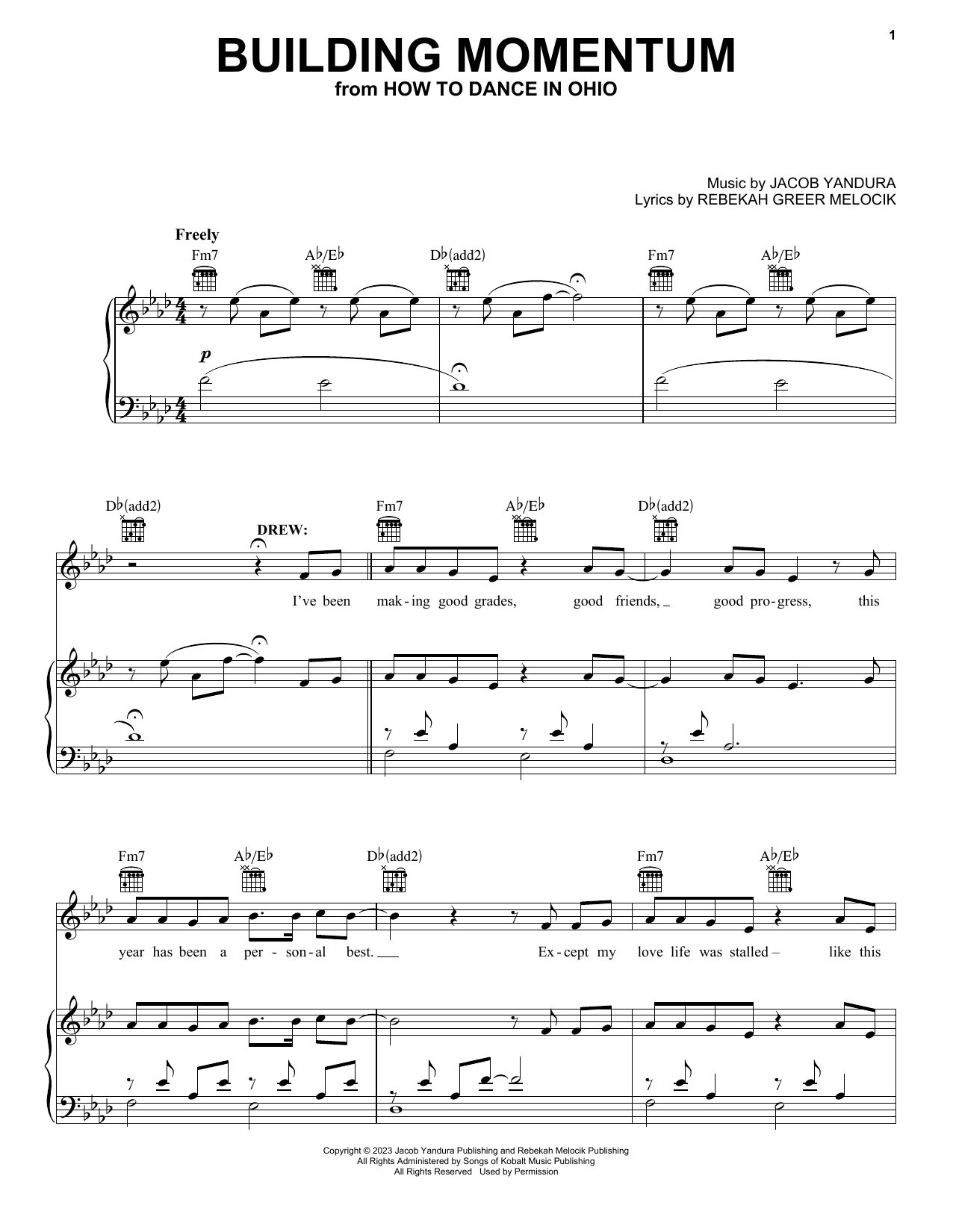 Building Momentum (from How To Dance In Ohio): Piano/Vocal/Guitar Sheet
