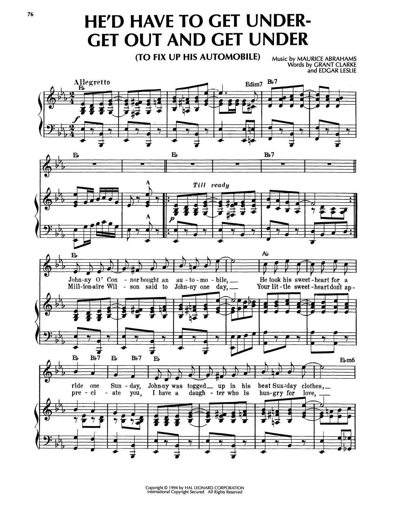 He'd Have To Get Under--Get Out And Get Under (To Fix Up His Automobile)