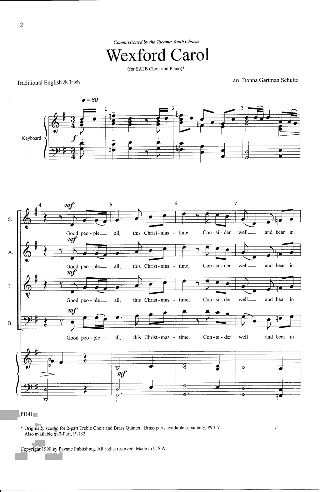 Wexford Carol: SATB Choral Octavo