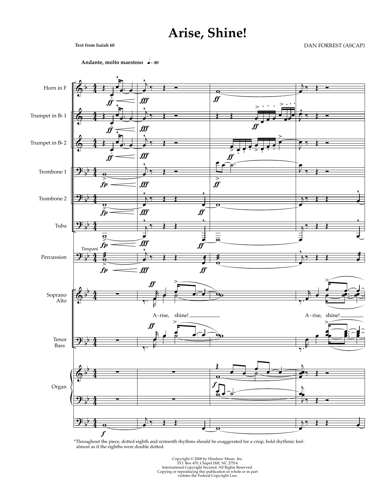 Arise, Shine (Brass, Organ, and Percussion): Choral Instrumental Pak