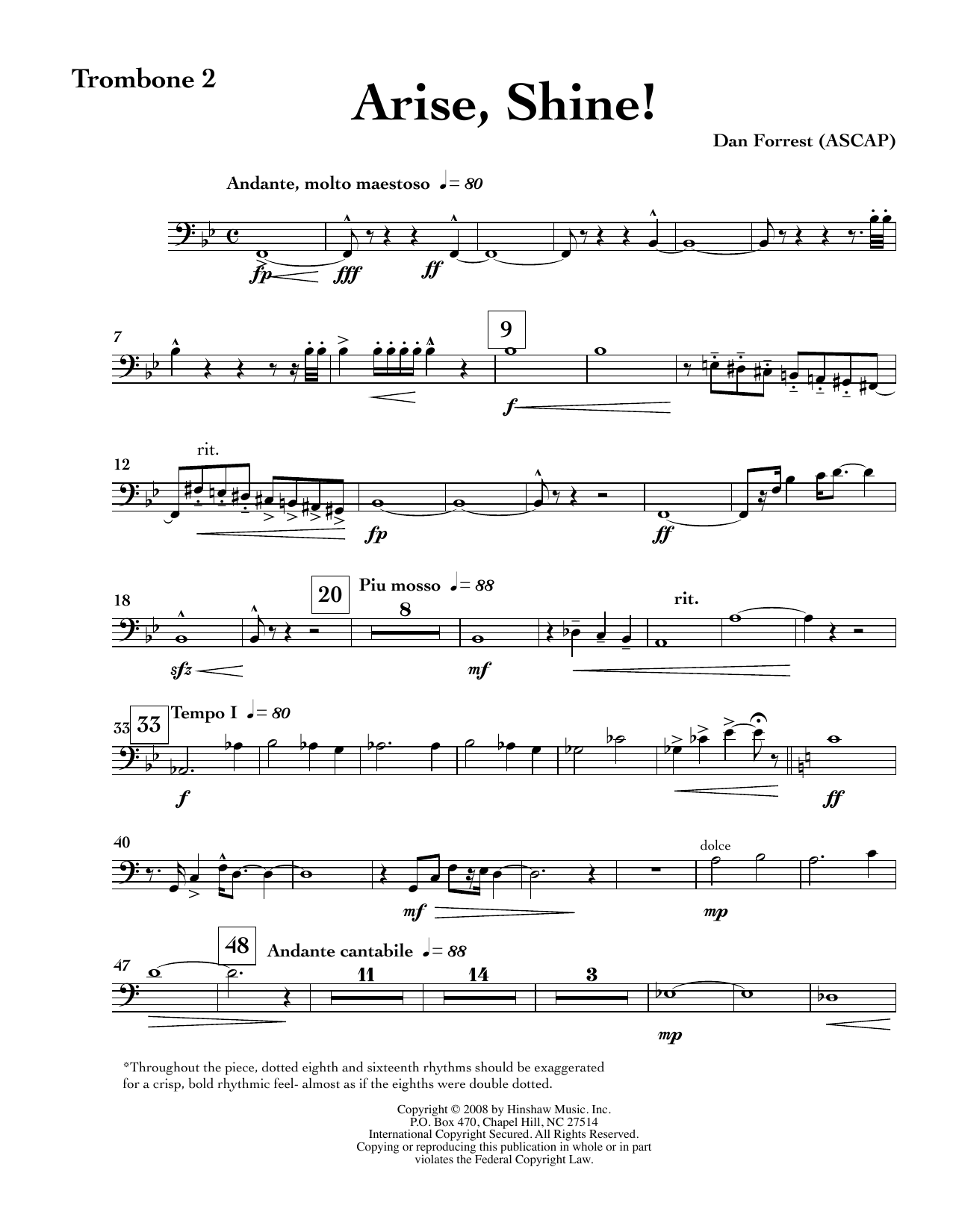 Arise, Shine - Trombone 2: Choral Instrumental Pak