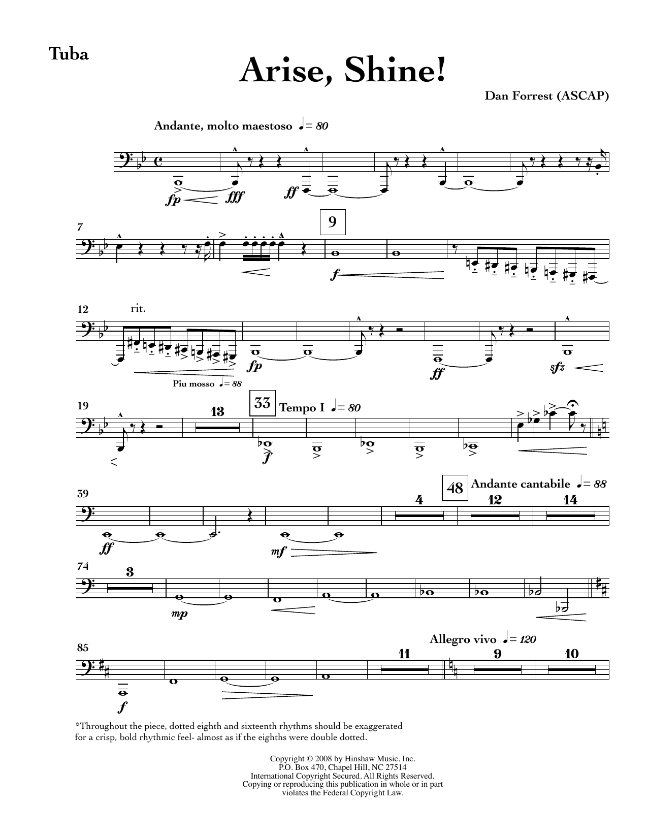 Arise, Shine - Tuba: Choral Instrumental Pak
