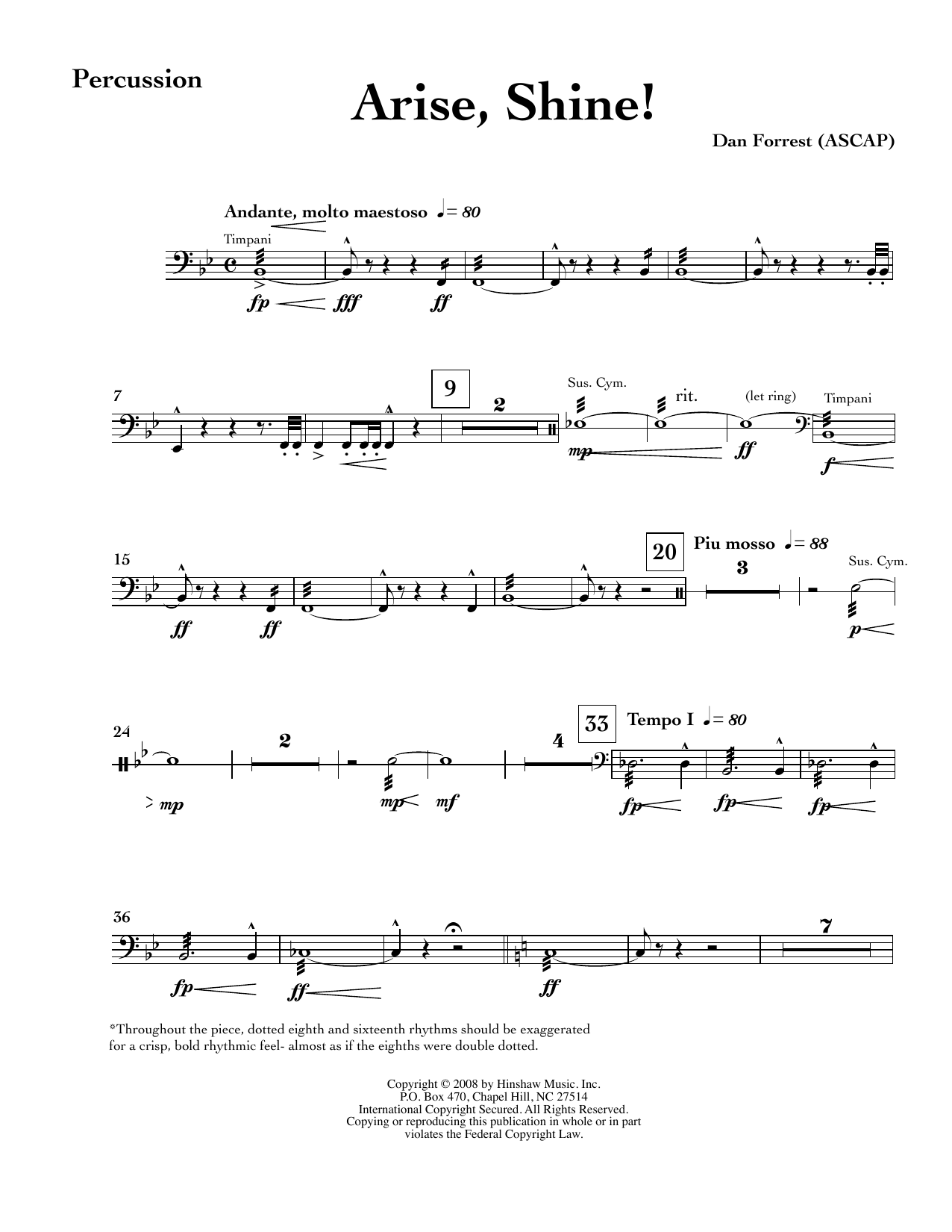 Arise, Shine - Percussion: Choral Instrumental Pak